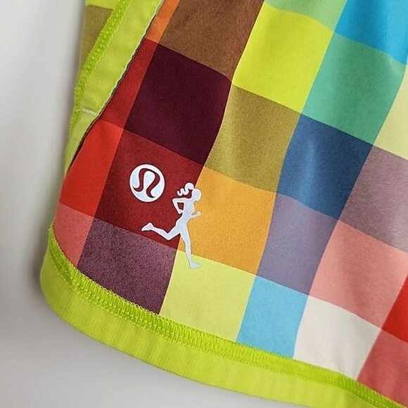 Lululemon Special Edition Seawheeze Multi Lime Blue Plaid Short 4.5" Inseam Sz 4 - Picture 3 of 12
